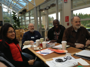 Members enjoy a humorous speech
