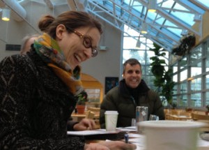 Members enjoy a humorous speech