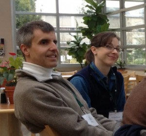 Steve and Michelle smile at Andrea's humorous speech