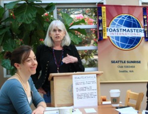 Madeleine delivers a Toastmasters General Evaluation