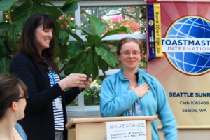 Violetta is inducted as a new member of Toastmasters