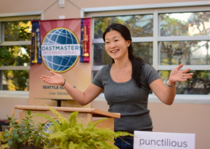 Aanya delivering her speech "Life from A to Z."