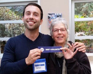 Mary won Best Evaluator for her feedback on Peter's speech.