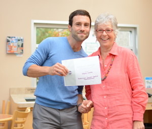 Mary accepting her award for Second Place