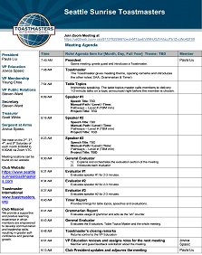 Seattle Sunrise Toastmasters Agenda Image